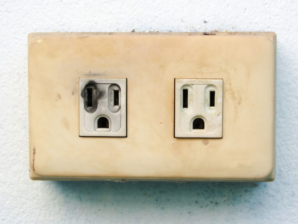 a damaged electrical outlet